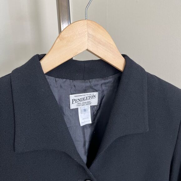 Pendleton 100% Wool Black Blazer Jacket Size 10 Vintage Minimalist Workwear - Picture 3 of 9